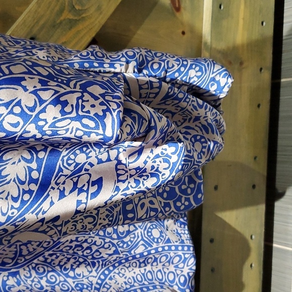 BLUE MIX BLOUSE MARKS & SPENCER LIMITED COLLECTION SIZE 12 INTERIOR LINED PLEATS - Picture 4 of 12